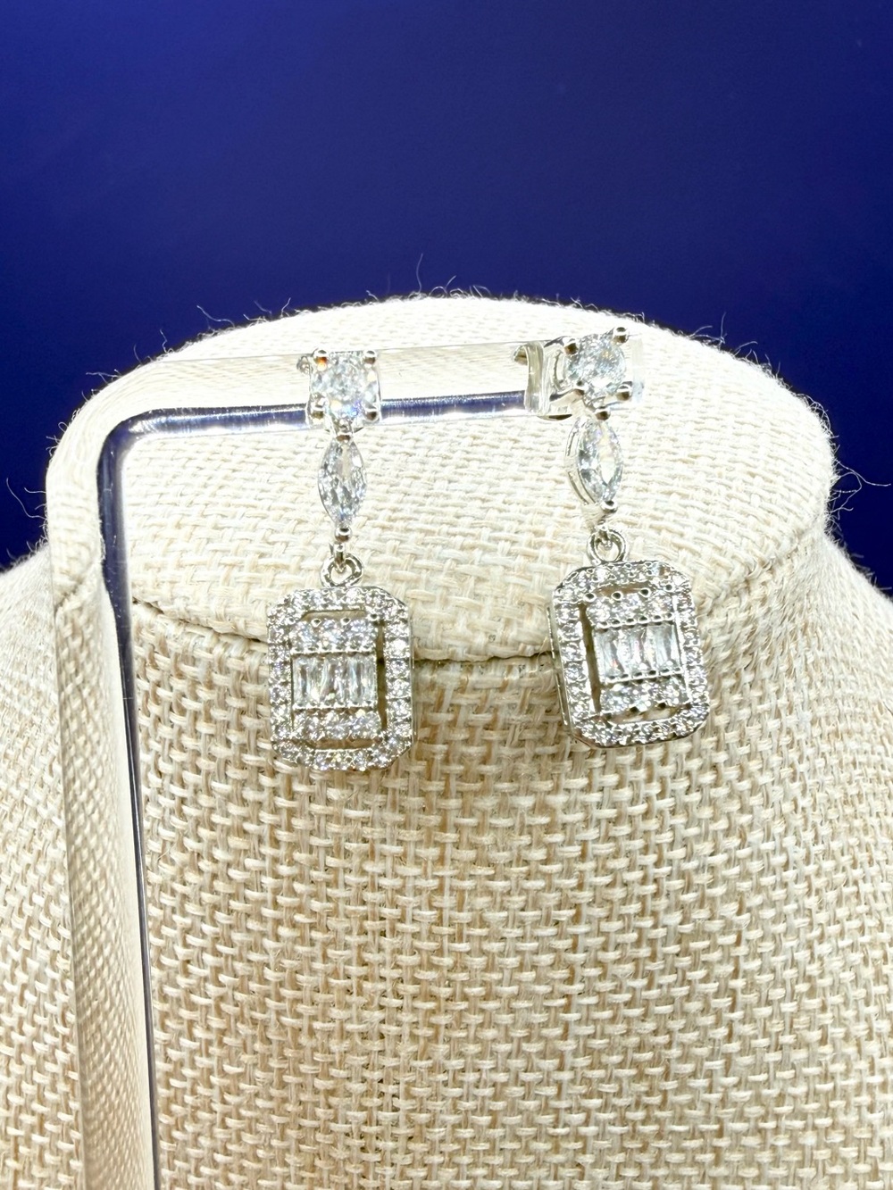 Dloria Hollywood Sensation White Gold-Plated Cubic Zirconia Drop Earrings